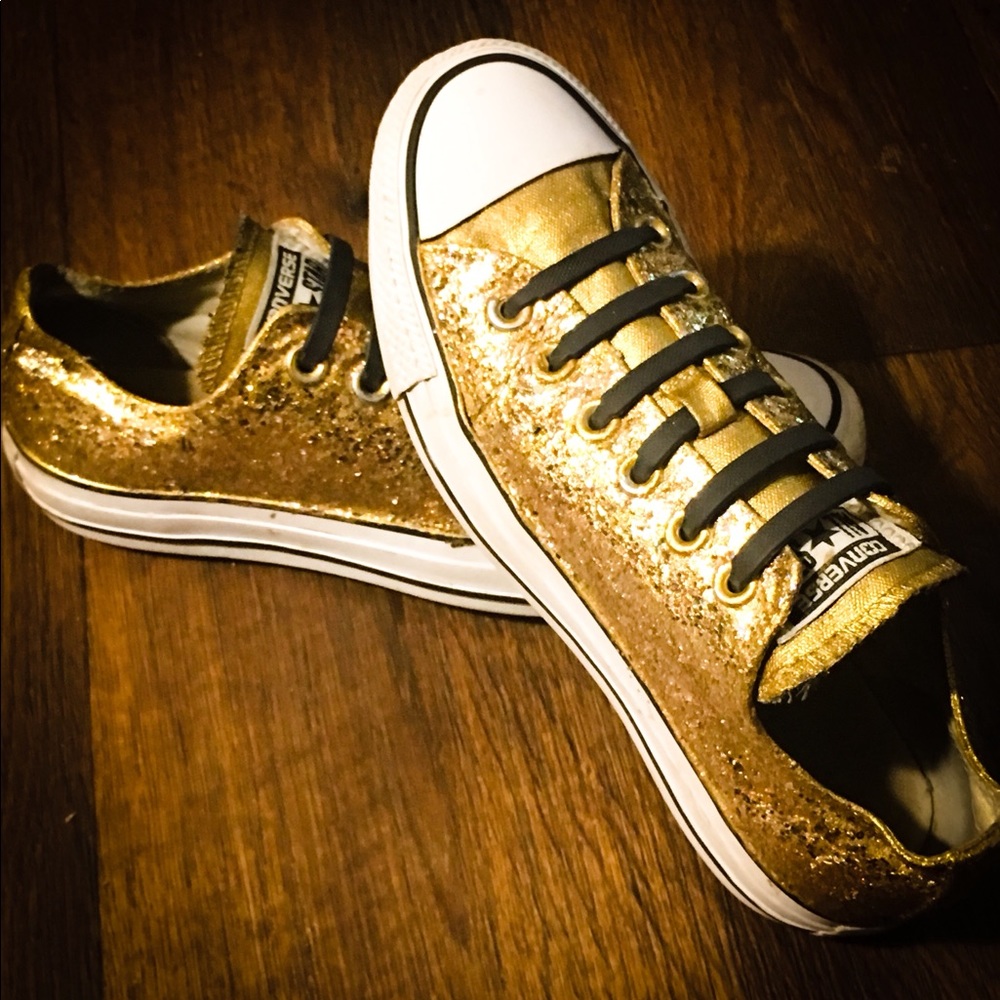 Women’s Custom Gold Sparkly Converse Womens 6.5